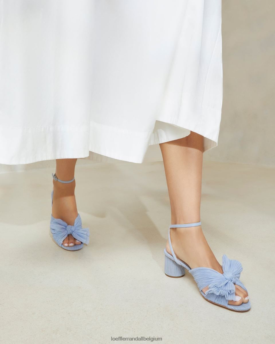 chaussures Loeffler Randall talon à nœud plissé dahlia bleu femmes 04V42L4