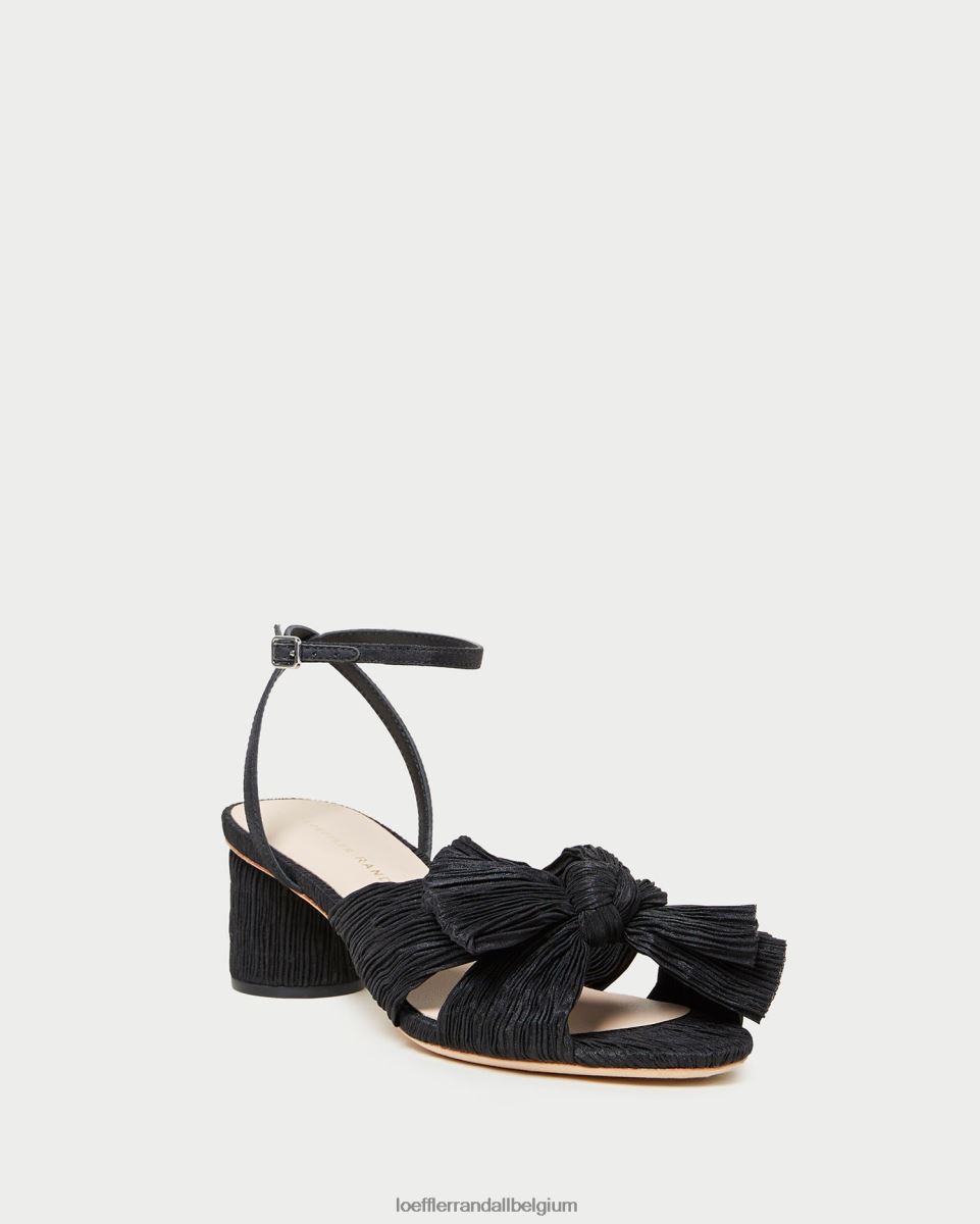 chaussures Loeffler Randall talon à nœud plissé dahlia noir femmes 04V42L25