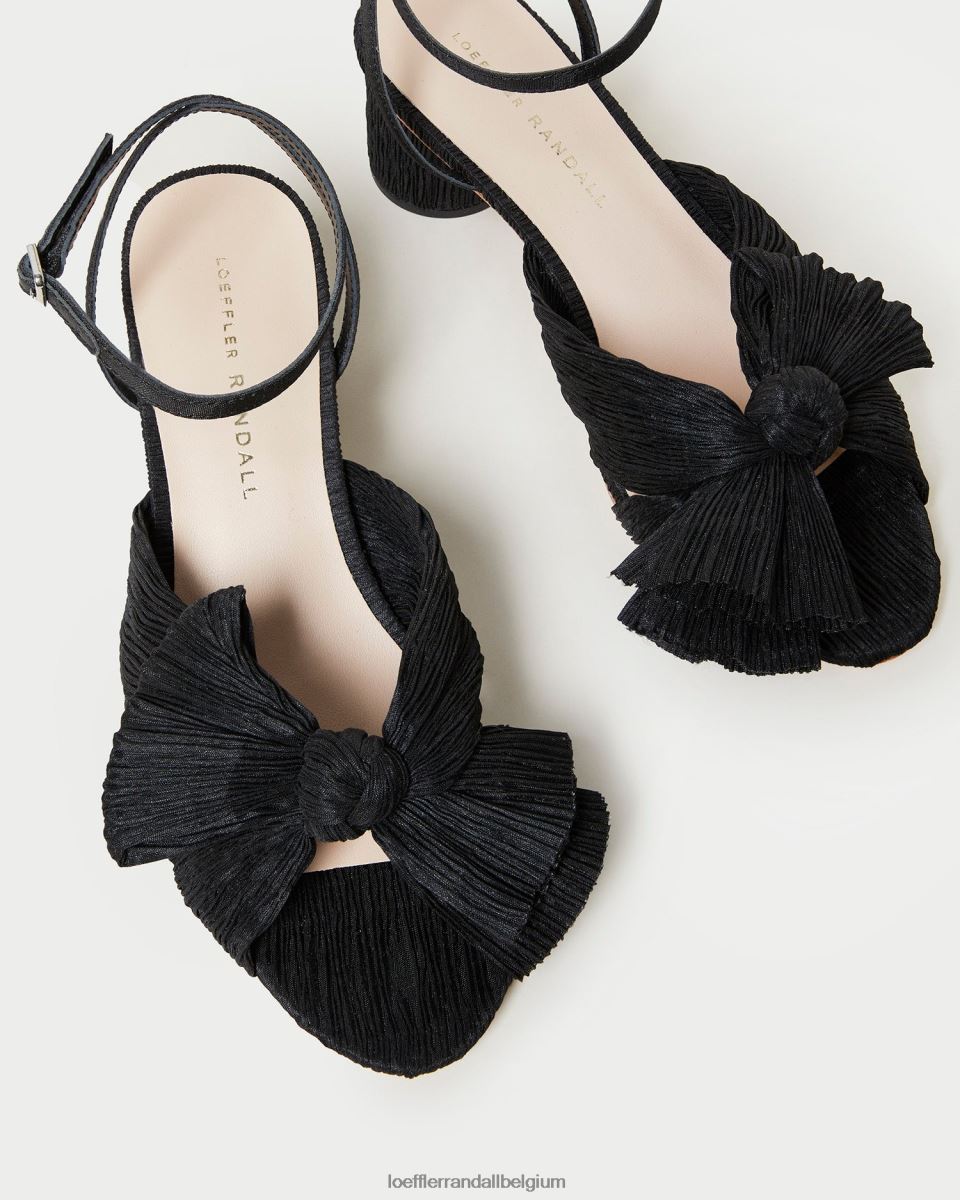 chaussures Loeffler Randall talon à nœud plissé dahlia noir femmes 04V42L25