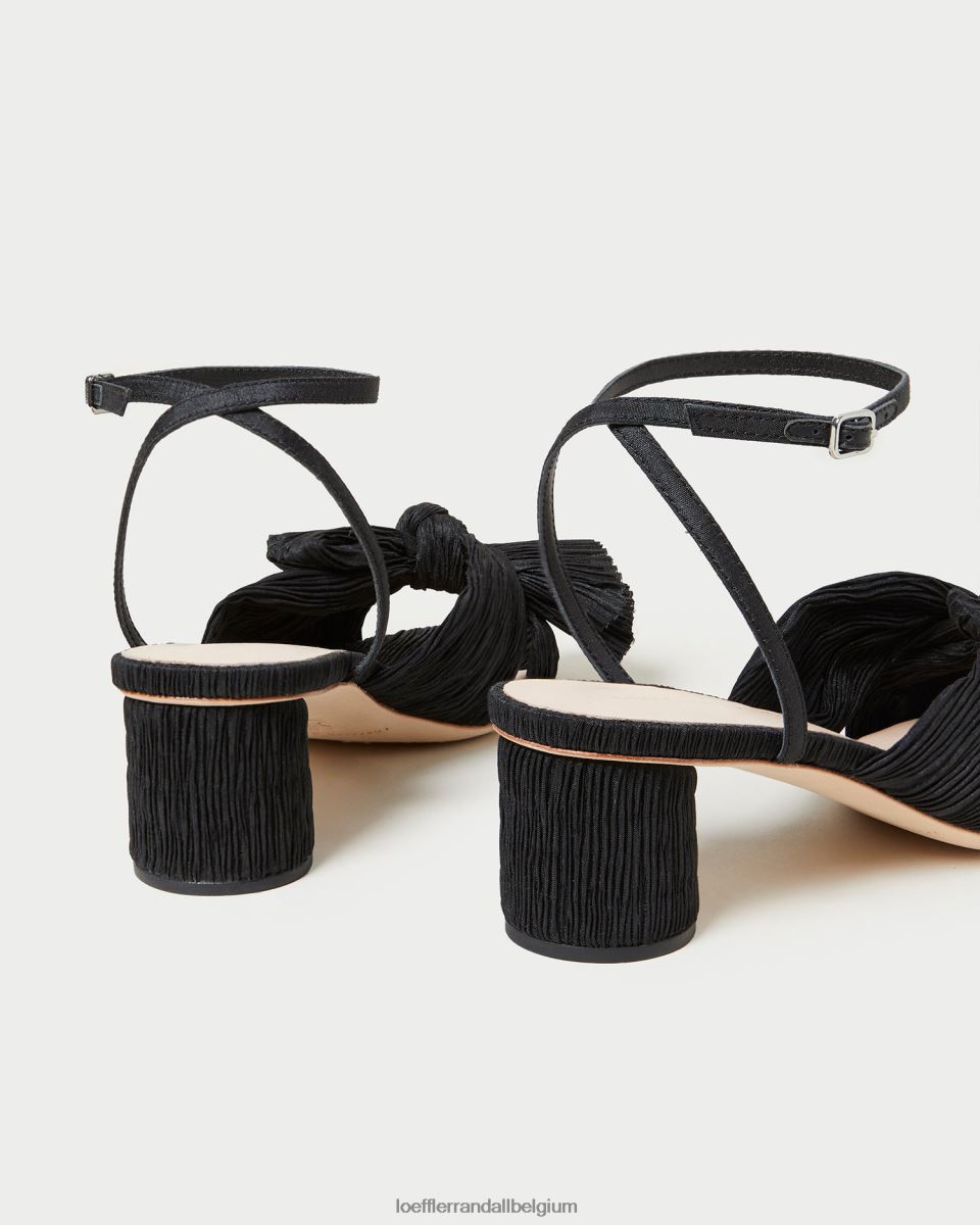 chaussures Loeffler Randall talon à nœud plissé dahlia noir femmes 04V42L25