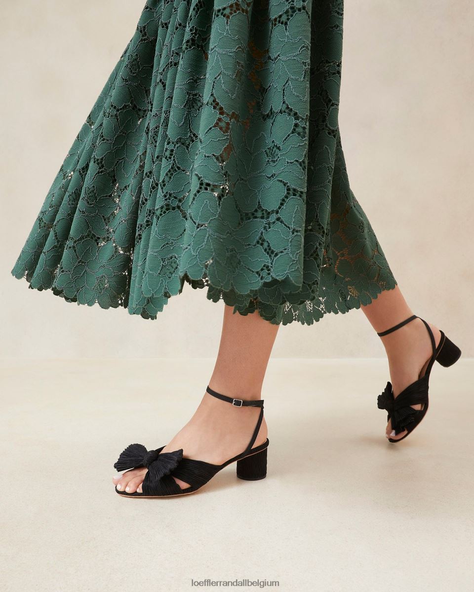 chaussures Loeffler Randall talon à nœud plissé dahlia noir femmes 04V42L25