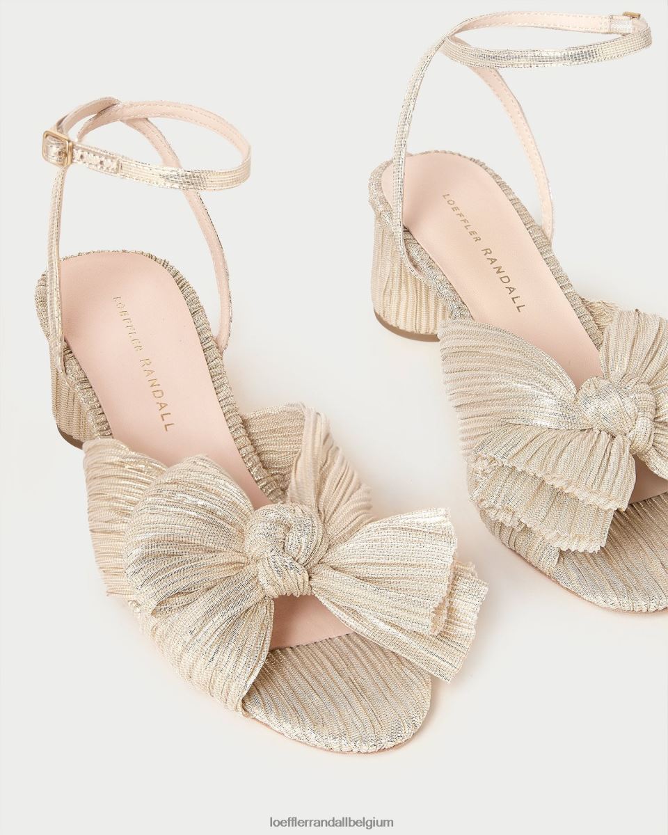 chaussures Loeffler Randall talon à nœud plissé dahlia platine femmes 04V42L6