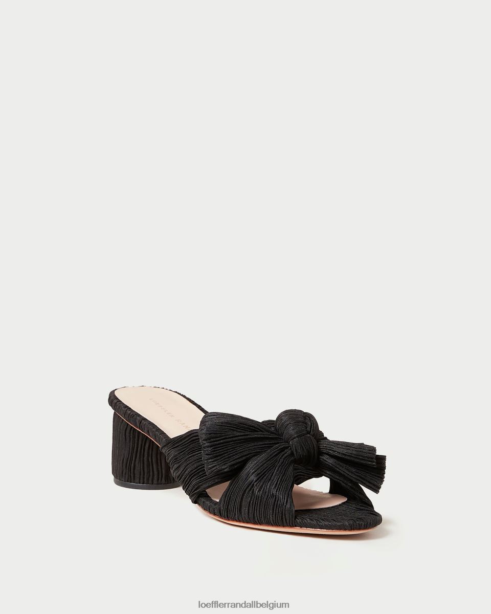 chaussures Loeffler Randall talon à nœud plissé emilia noir femmes 04V42L18