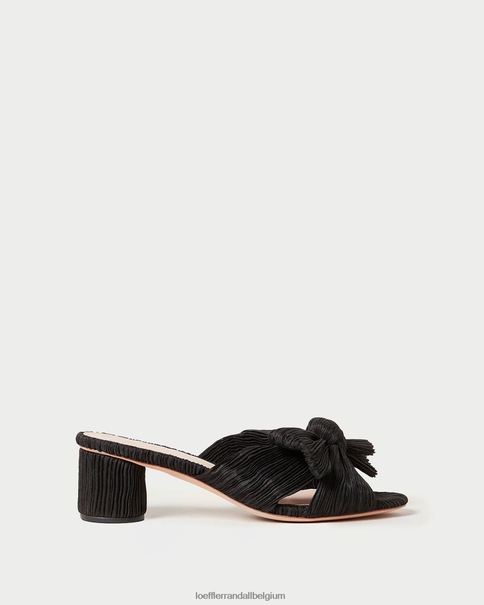 chaussures Loeffler Randall talon à nœud plissé emilia noir femmes 04V42L18