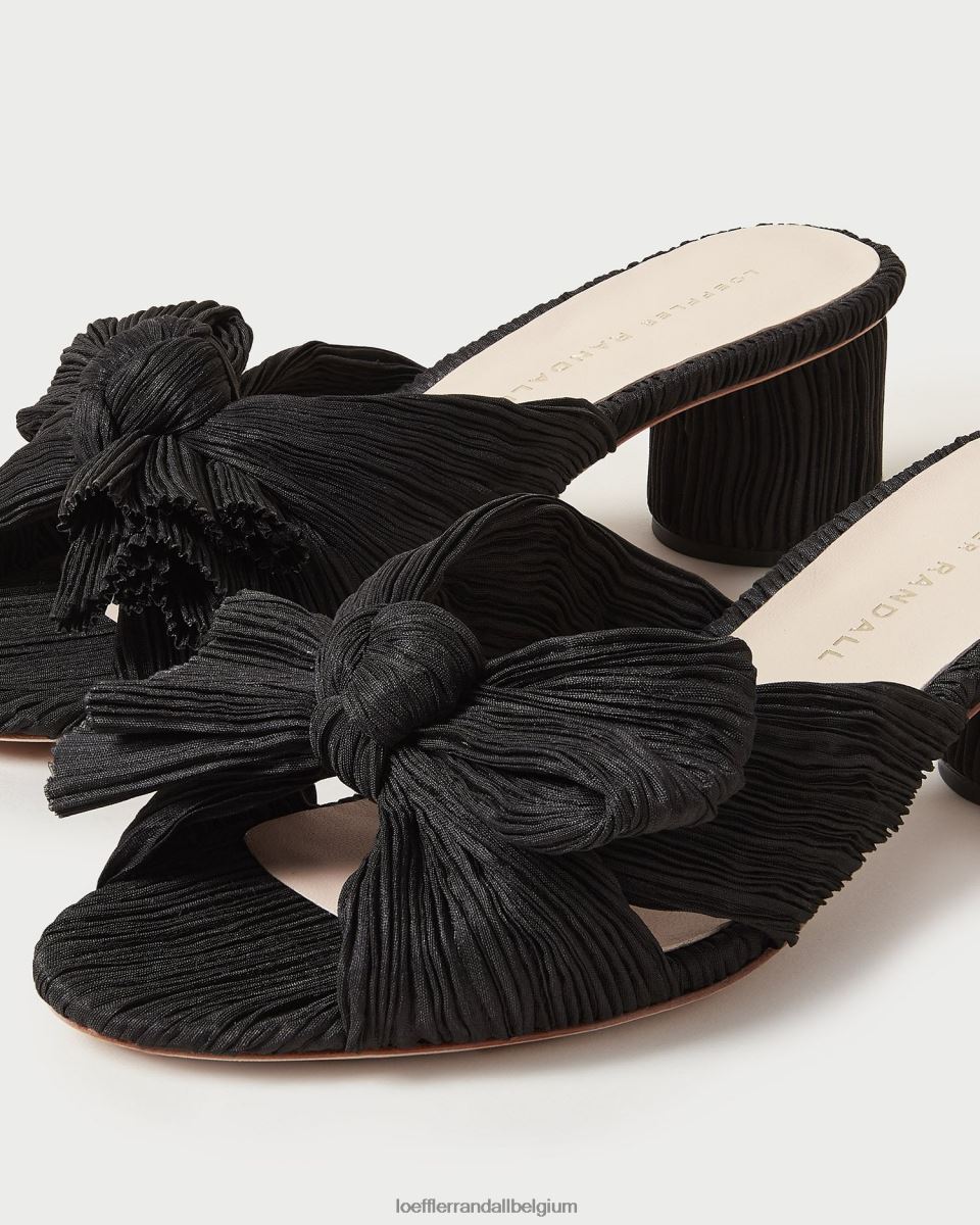 chaussures Loeffler Randall talon à nœud plissé emilia noir femmes 04V42L18