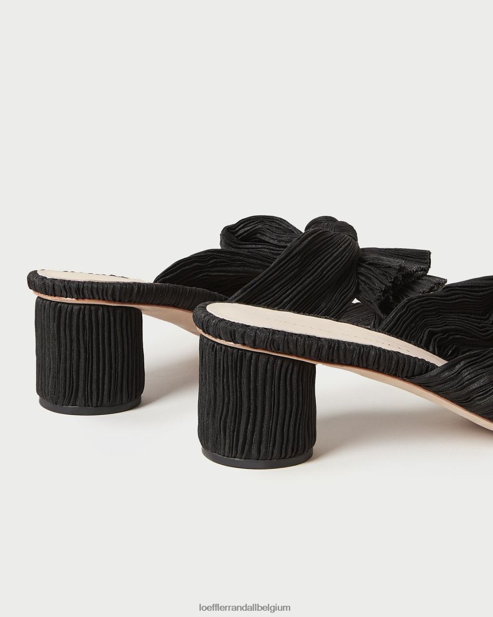 chaussures Loeffler Randall talon à nœud plissé emilia noir femmes 04V42L18