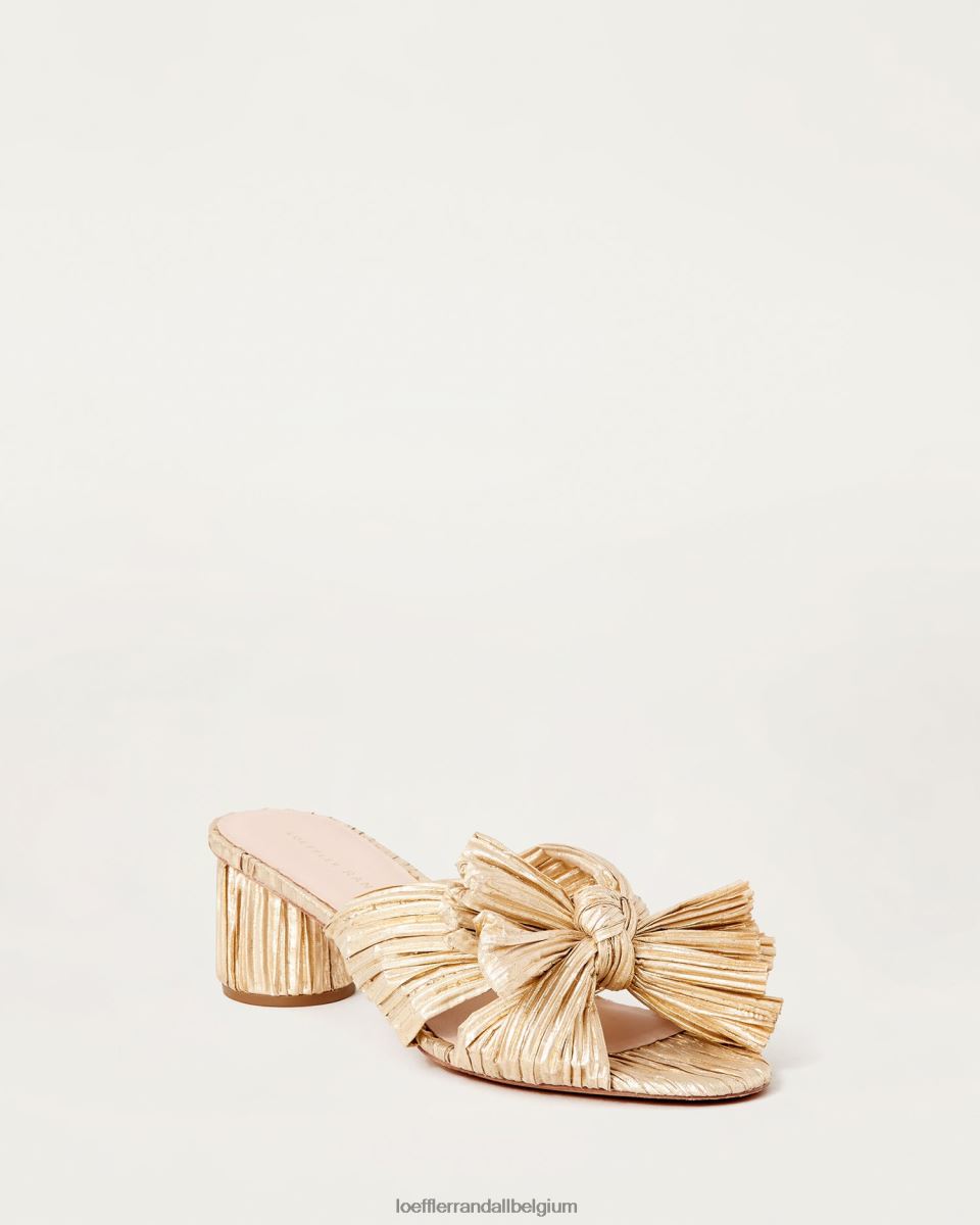 chaussures Loeffler Randall talon à nœud plissé emilia or femmes 04V42L13