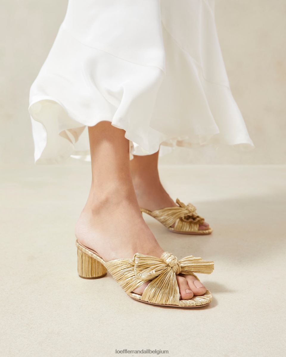 chaussures Loeffler Randall talon à nœud plissé emilia or femmes 04V42L13
