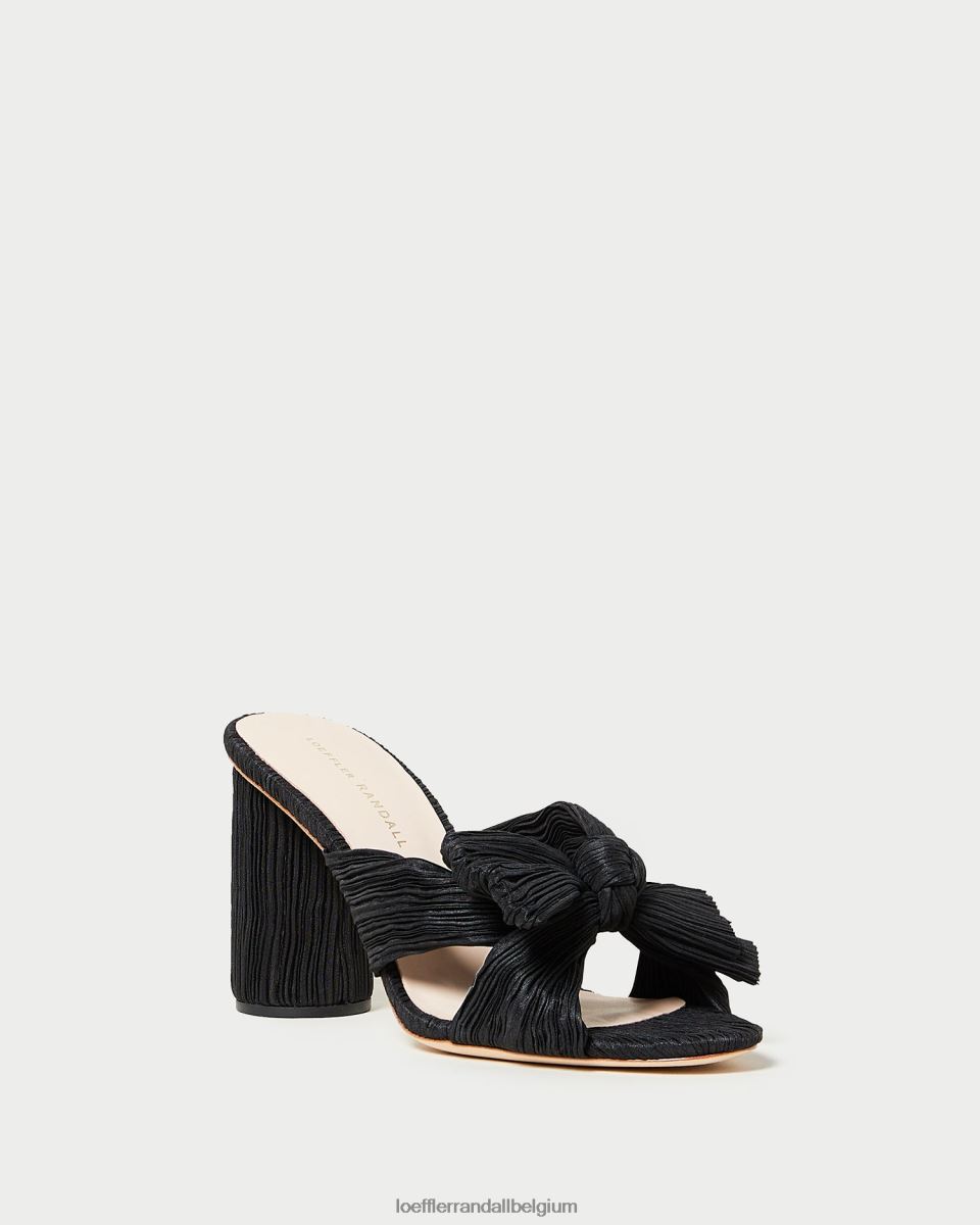 chaussures Loeffler Randall talon à nœud plissé noir femmes 04V42L43