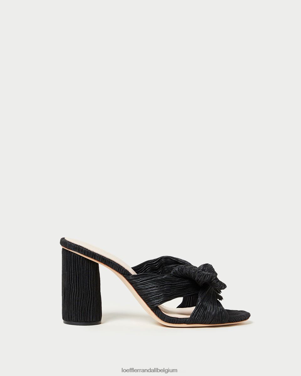 chaussures Loeffler Randall talon à nœud plissé noir femmes 04V42L43