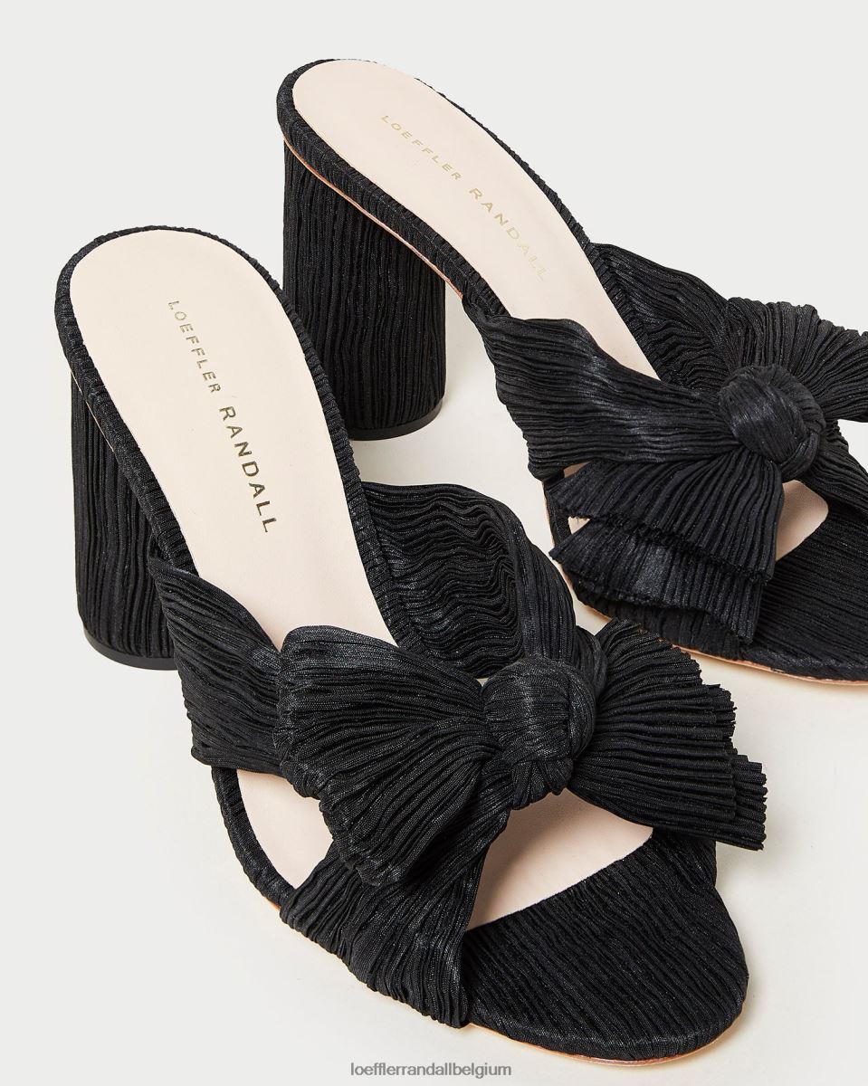 chaussures Loeffler Randall talon à nœud plissé noir femmes 04V42L43