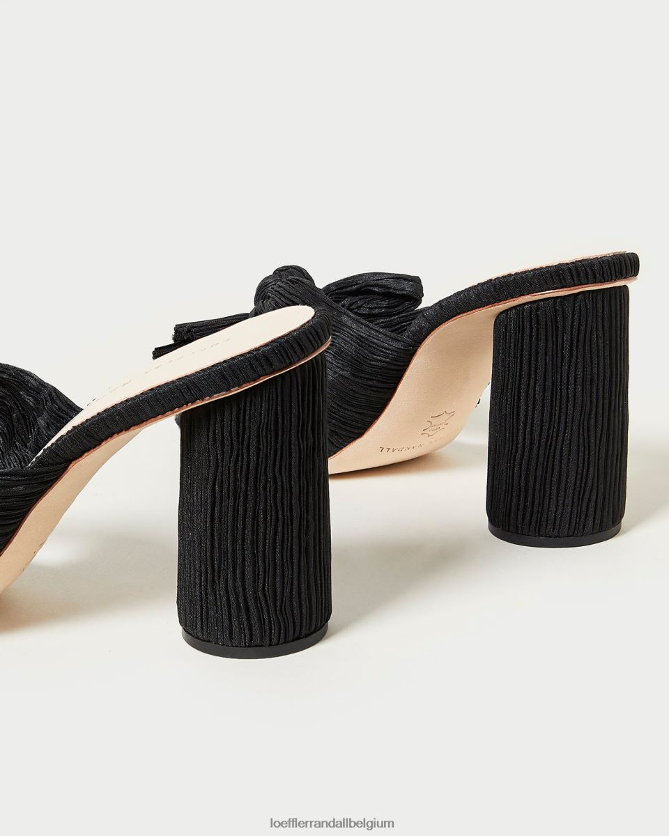 chaussures Loeffler Randall talon à nœud plissé noir femmes 04V42L43