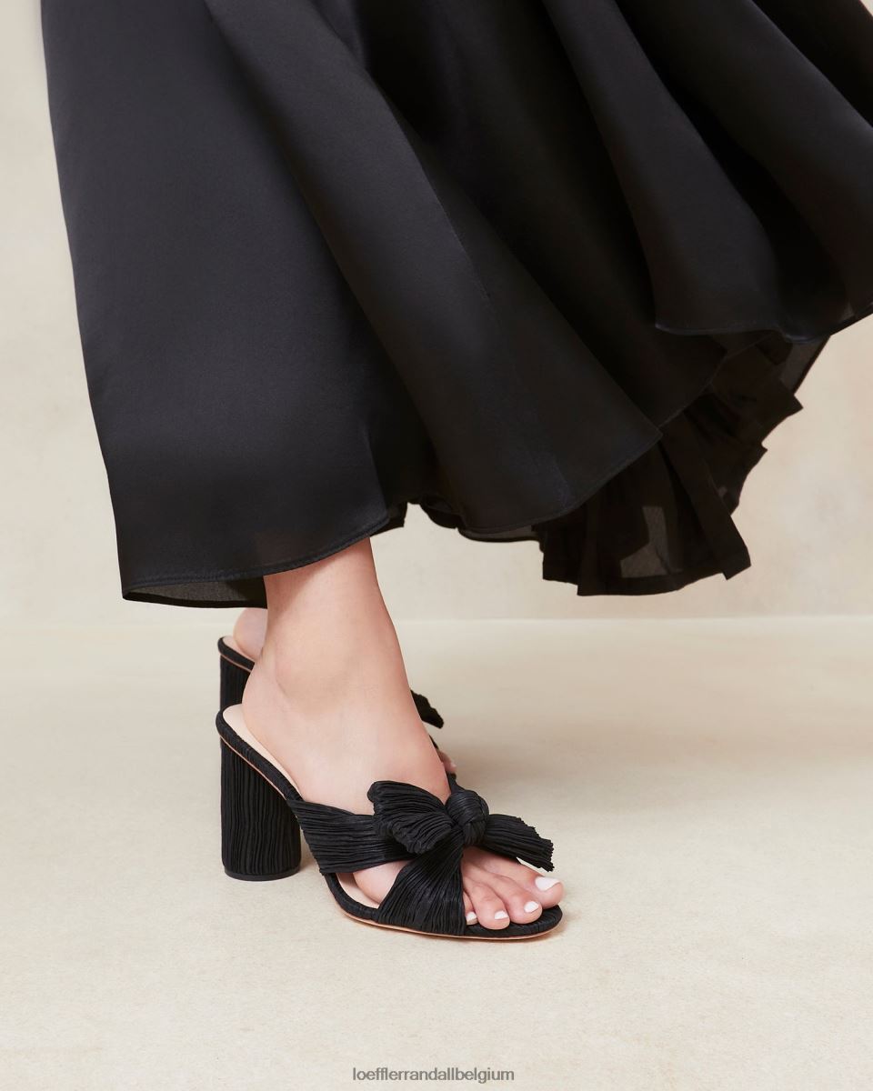 chaussures Loeffler Randall talon à nœud plissé noir femmes 04V42L43