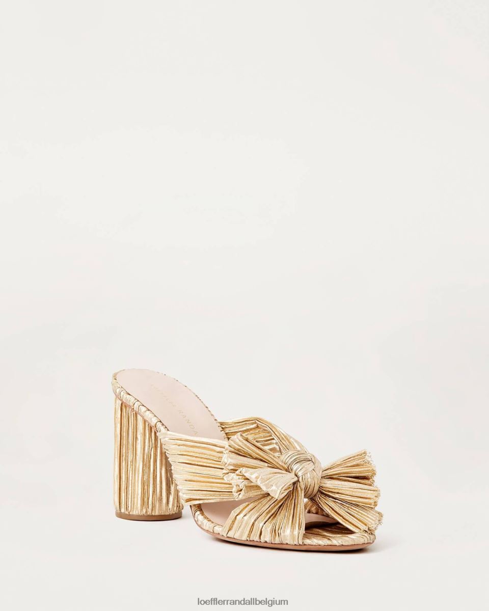 chaussures Loeffler Randall talon à nœud plissé or femmes 04V42L8
