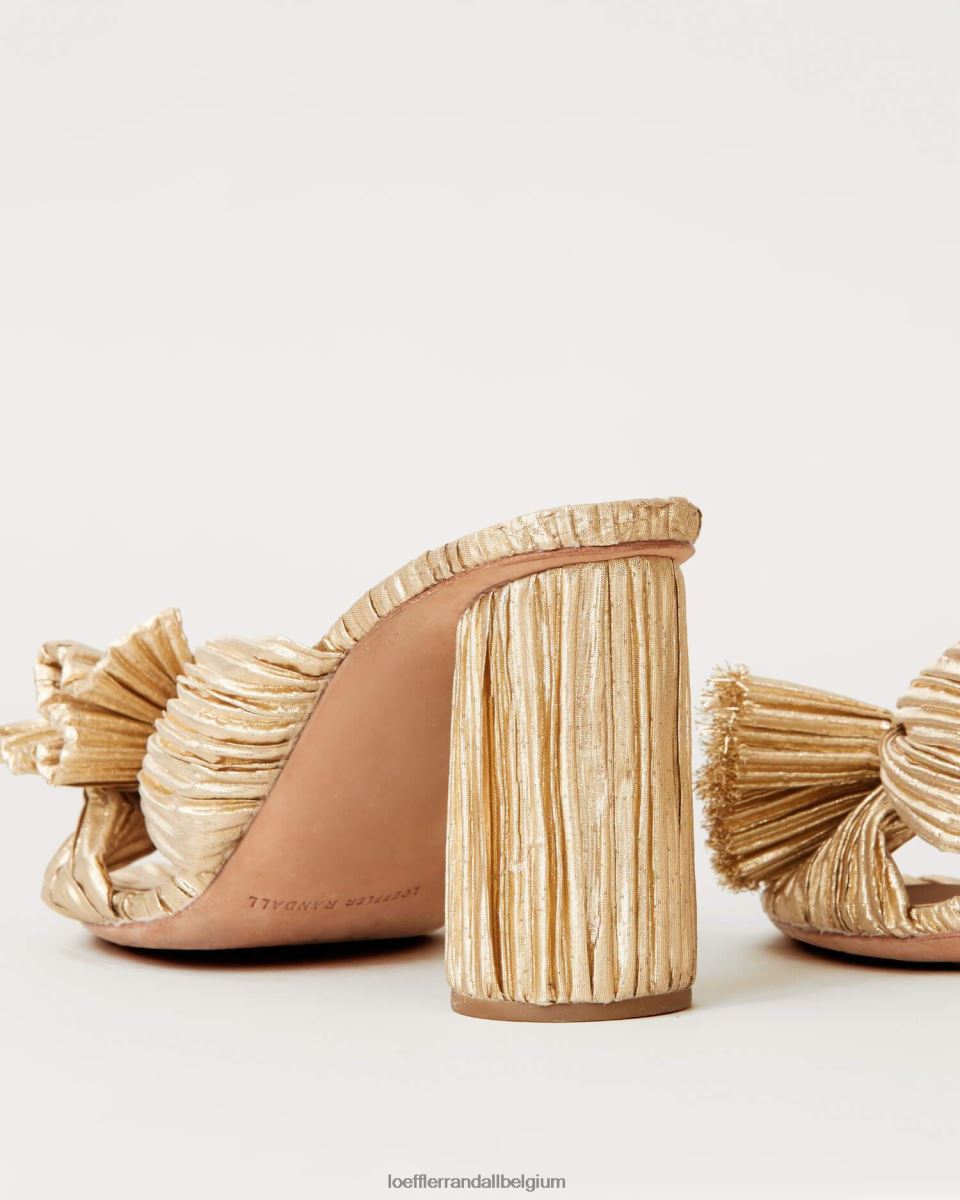 chaussures Loeffler Randall talon à nœud plissé or femmes 04V42L8