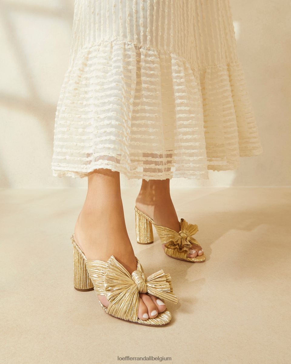 chaussures Loeffler Randall talon à nœud plissé or femmes 04V42L8