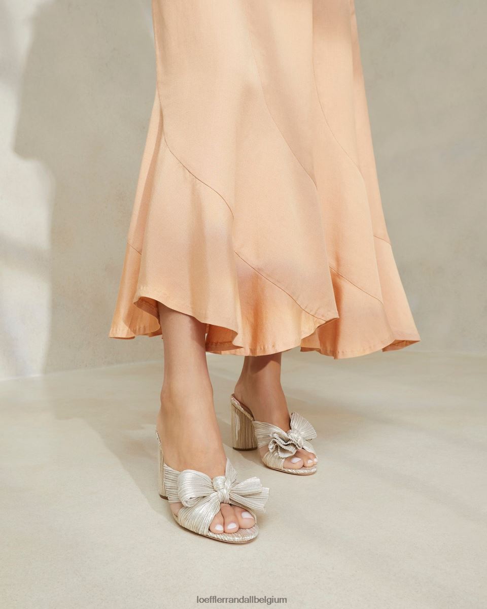 chaussures Loeffler Randall talon à nœud plissé platine femmes 04V42L10