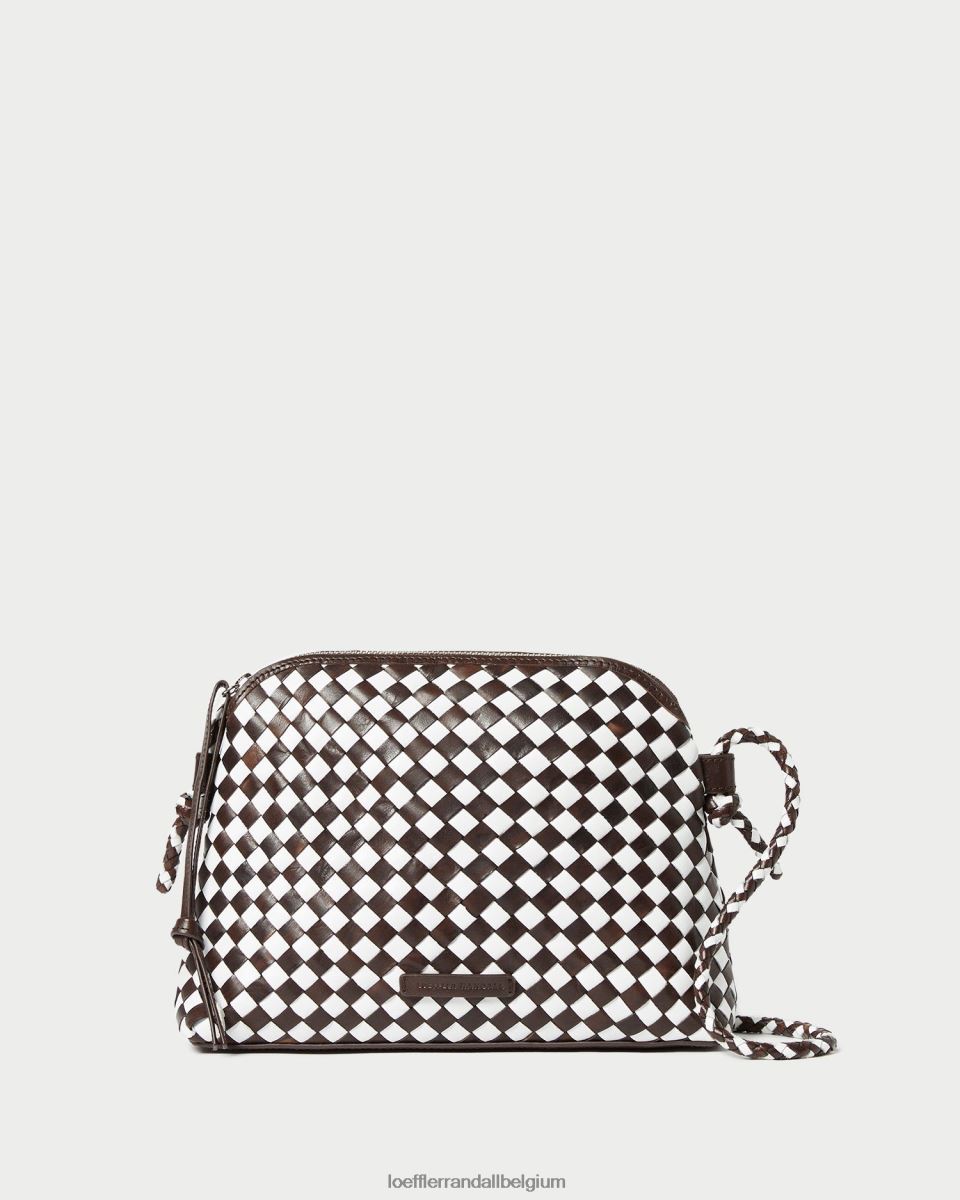 Sacs Loeffler Randall sac à bandoulière tissé Mallory chocolat/blanc femmes 04V42L332