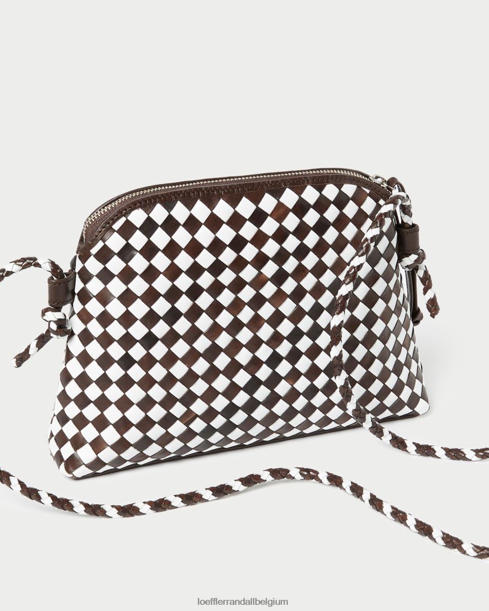 Sacs Loeffler Randall sac à bandoulière tissé Mallory chocolat/blanc femmes 04V42L332