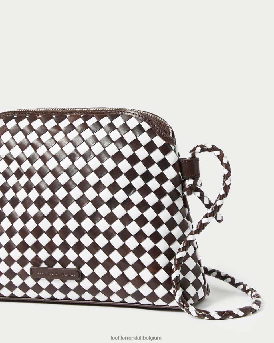 Sacs Loeffler Randall sac à bandoulière tissé Mallory chocolat/blanc femmes 04V42L332