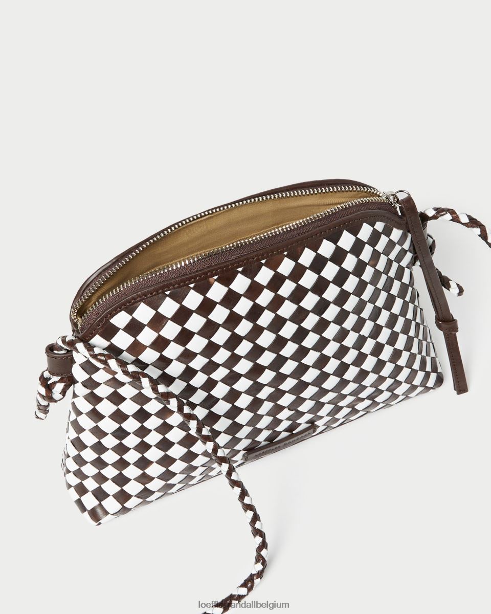 Sacs Loeffler Randall sac à bandoulière tissé Mallory chocolat/blanc femmes 04V42L332