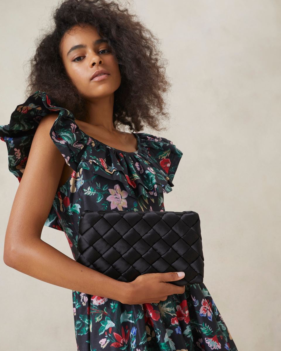Sacs Loeffler Randall aviva pochette bouffante tissée noir femmes 04V42L355