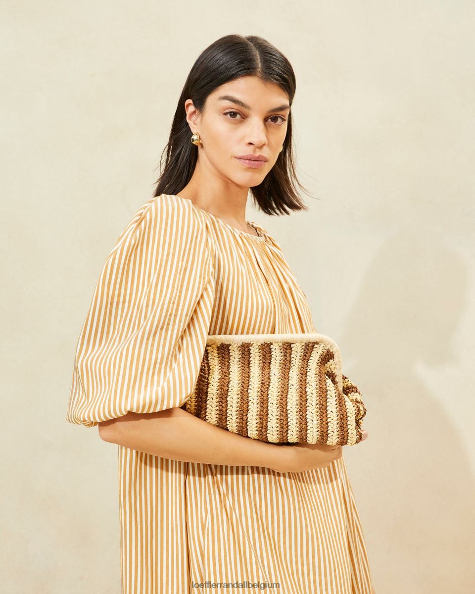 Sacs Loeffler Randall embrayage à cadre trudie naturel/marron femmes 04V42L392