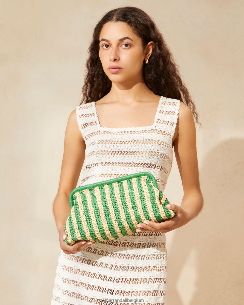 Sacs Loeffler Randall embrayage à cadre trudie naturel/rayure verte femmes 04V42L391