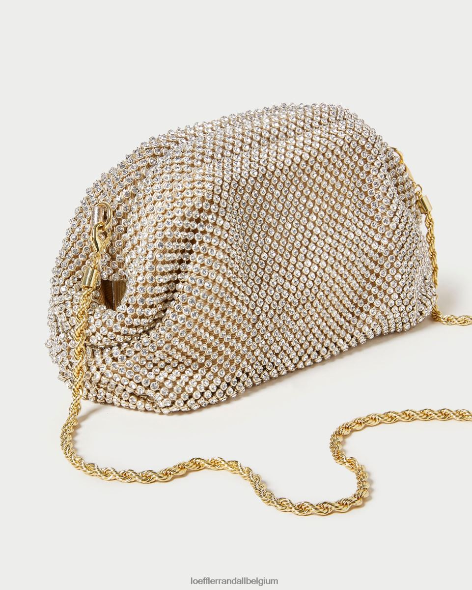 Sacs Loeffler Randall mini pochette doris à strass or femmes 04V42L356