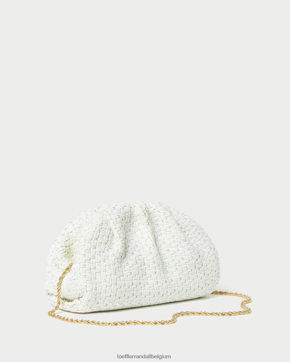 Sacs Loeffler Randall pochette dôme en raphia bailey blanc femmes 04V42L398