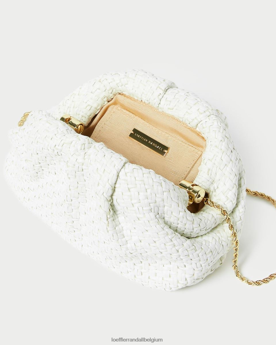 Sacs Loeffler Randall pochette dôme en raphia bailey blanc femmes 04V42L398