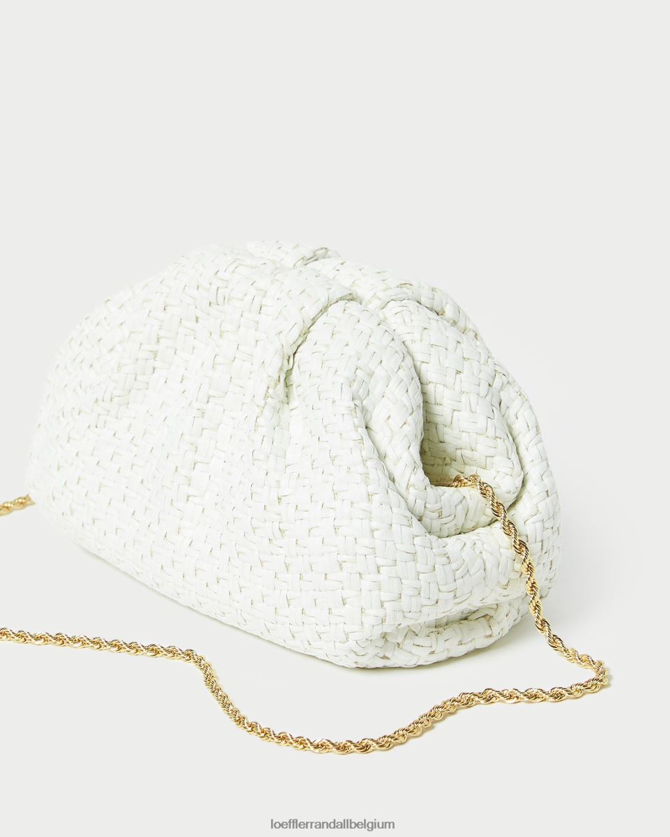 Sacs Loeffler Randall pochette dôme en raphia bailey blanc femmes 04V42L398