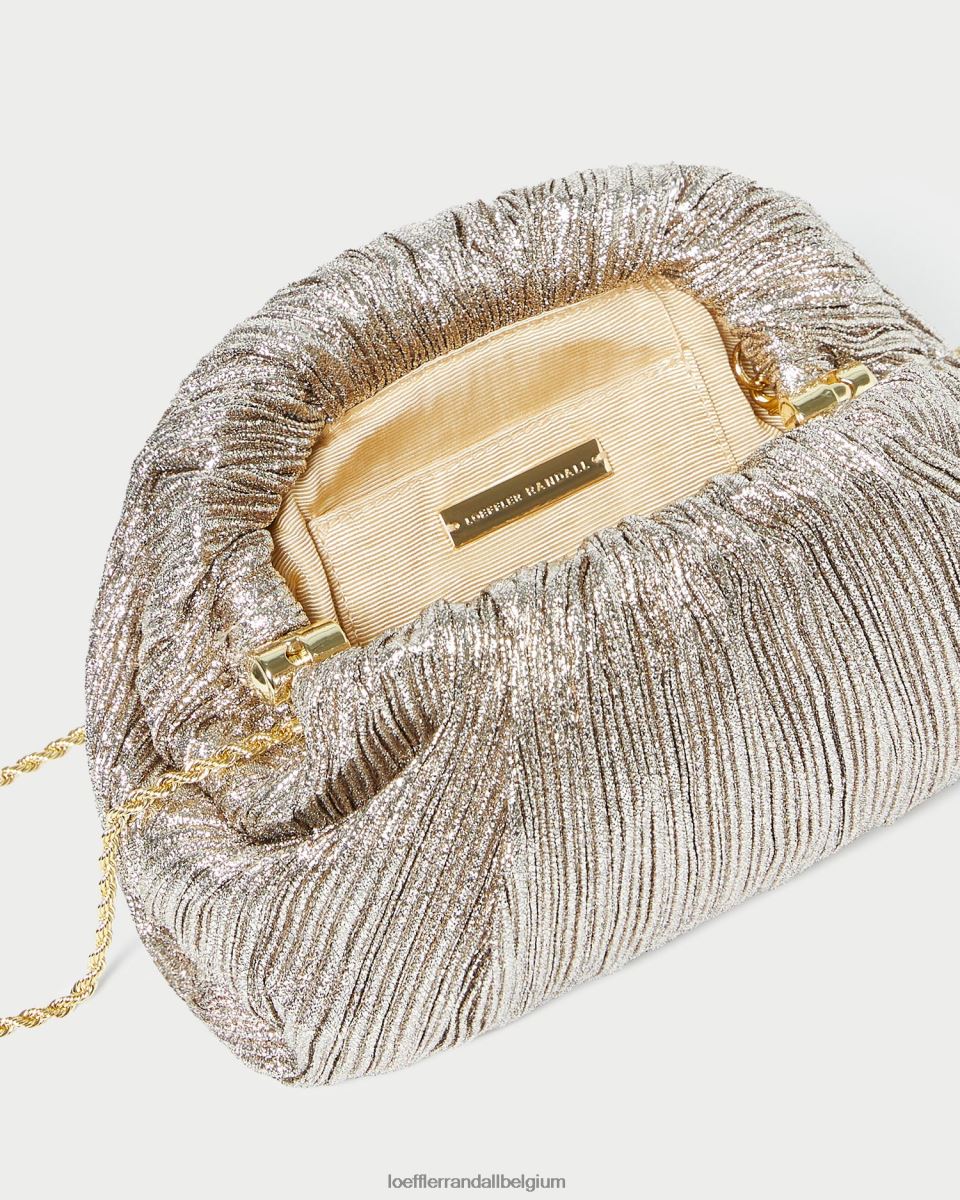 Sacs Loeffler Randall pochette dôme plissée Bailey Champagne femmes 04V42L386