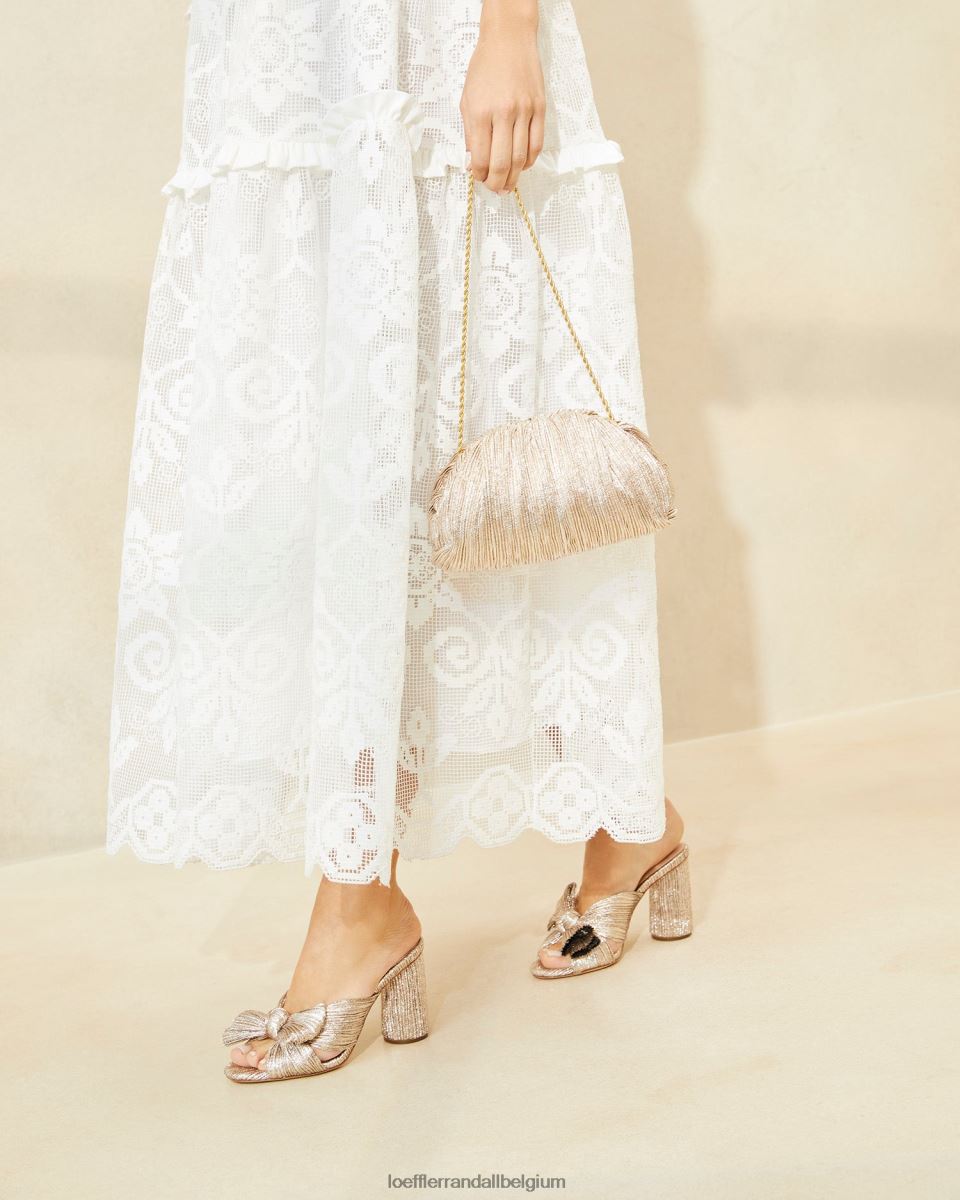 Sacs Loeffler Randall pochette dôme plissée Bailey Champagne femmes 04V42L386
