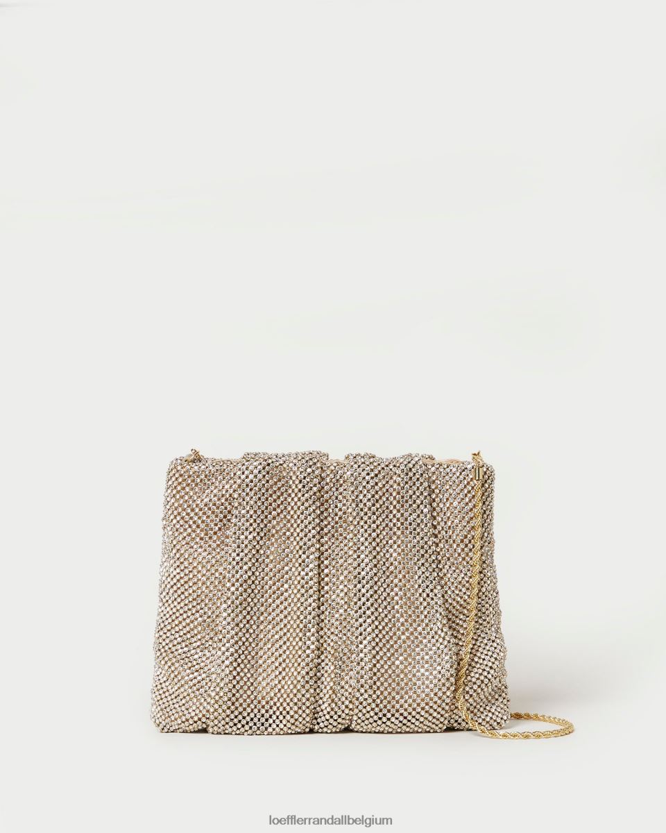Sacs Loeffler Randall pochette froncée à strass ember or femmes 04V42L344