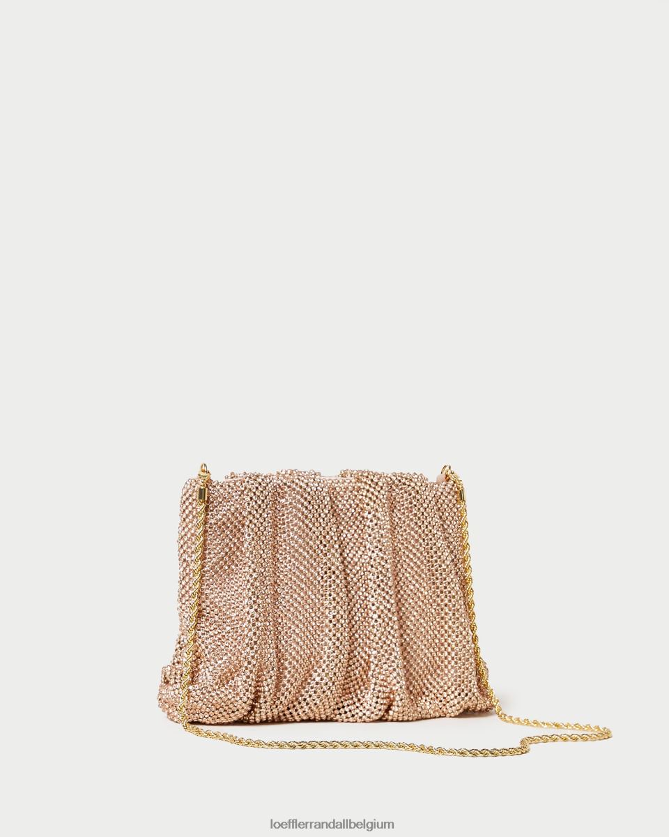 Sacs Loeffler Randall pochette froncée à strass ember pêche clair femmes 04V42L359