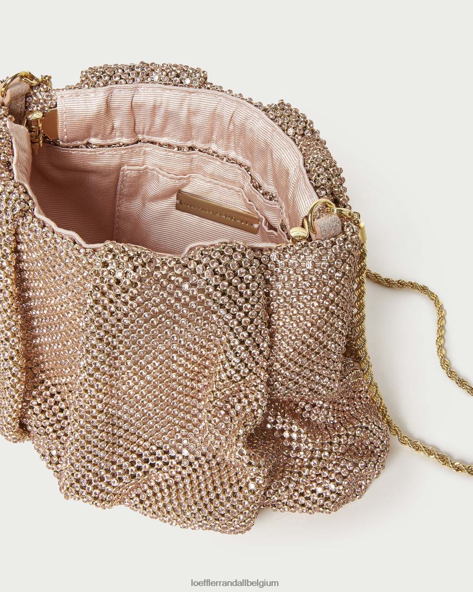 Sacs Loeffler Randall pochette froncée à strass ember pêche clair femmes 04V42L359