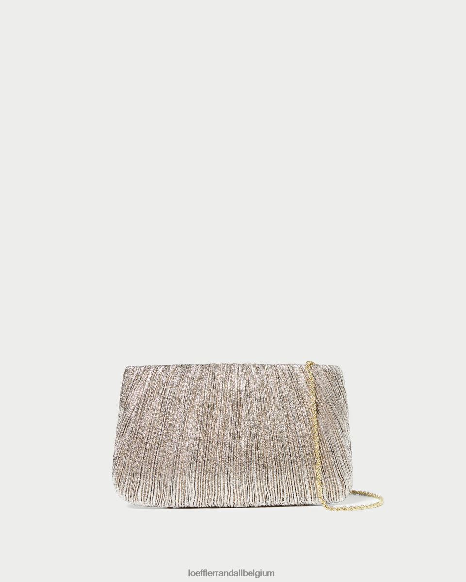 Sacs Loeffler Randall pochette plissée plate brit Champagne femmes 04V42L393