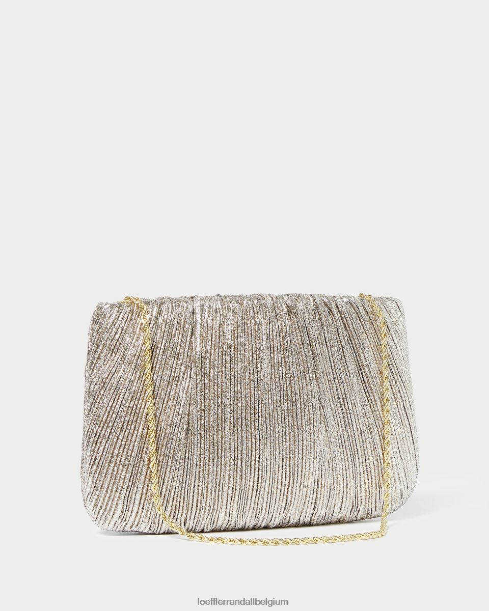 Sacs Loeffler Randall pochette plissée plate brit Champagne femmes 04V42L393