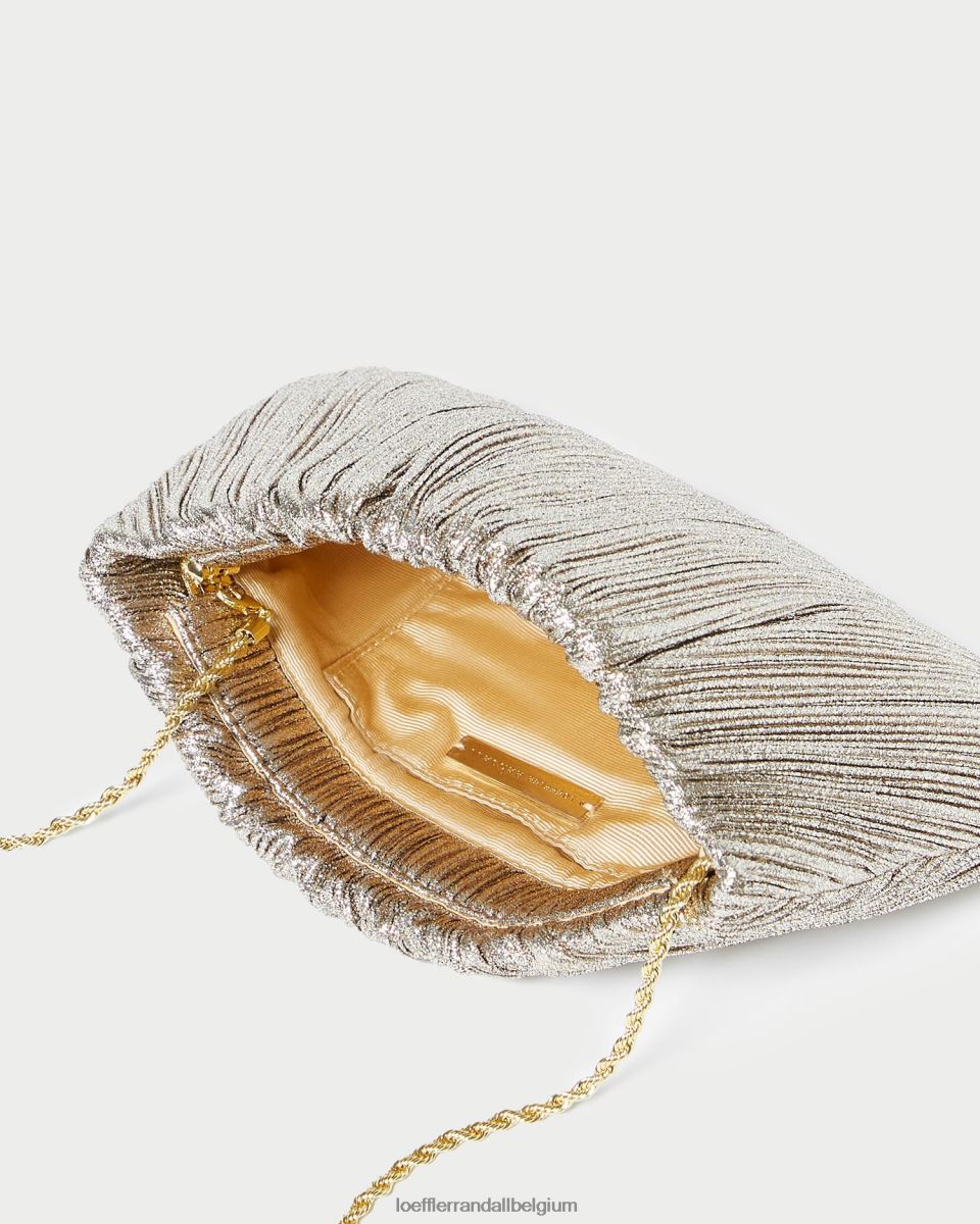 Sacs Loeffler Randall pochette plissée plate brit Champagne femmes 04V42L393