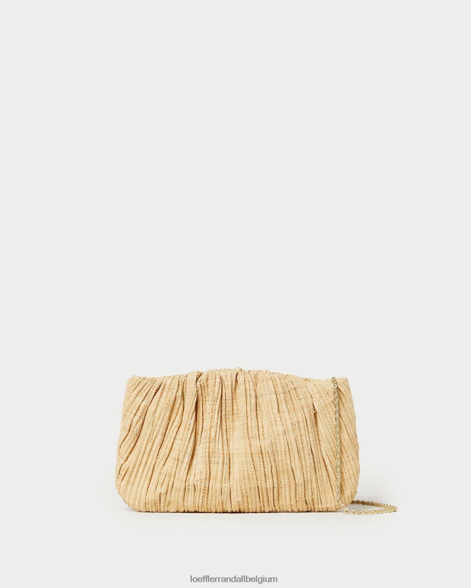Sacs Loeffler Randall pochette plissée plate brit naturel femmes 04V42L368