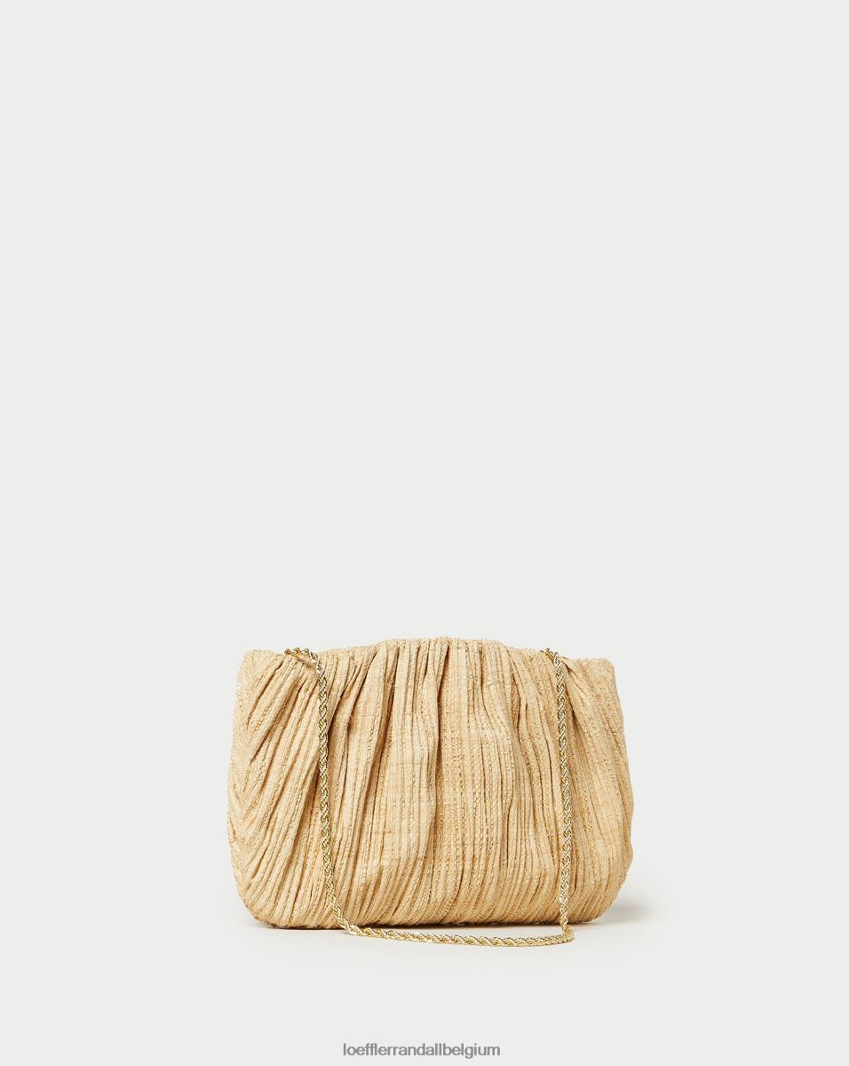 Sacs Loeffler Randall pochette plissée plate brit naturel femmes 04V42L368