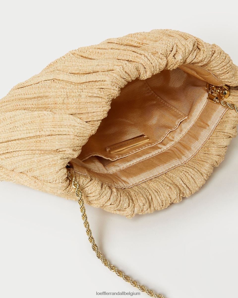 Sacs Loeffler Randall pochette plissée plate brit naturel femmes 04V42L368