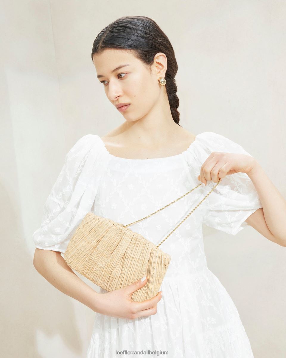 Sacs Loeffler Randall pochette plissée plate brit naturel femmes 04V42L368