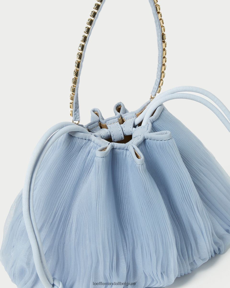 Sacs Loeffler Randall pochette plissée à strass Layne bleu femmes 04V42L370