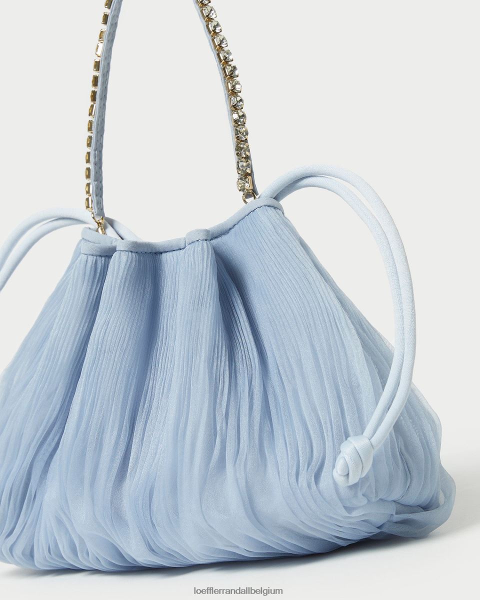 Sacs Loeffler Randall pochette plissée à strass Layne bleu femmes 04V42L370