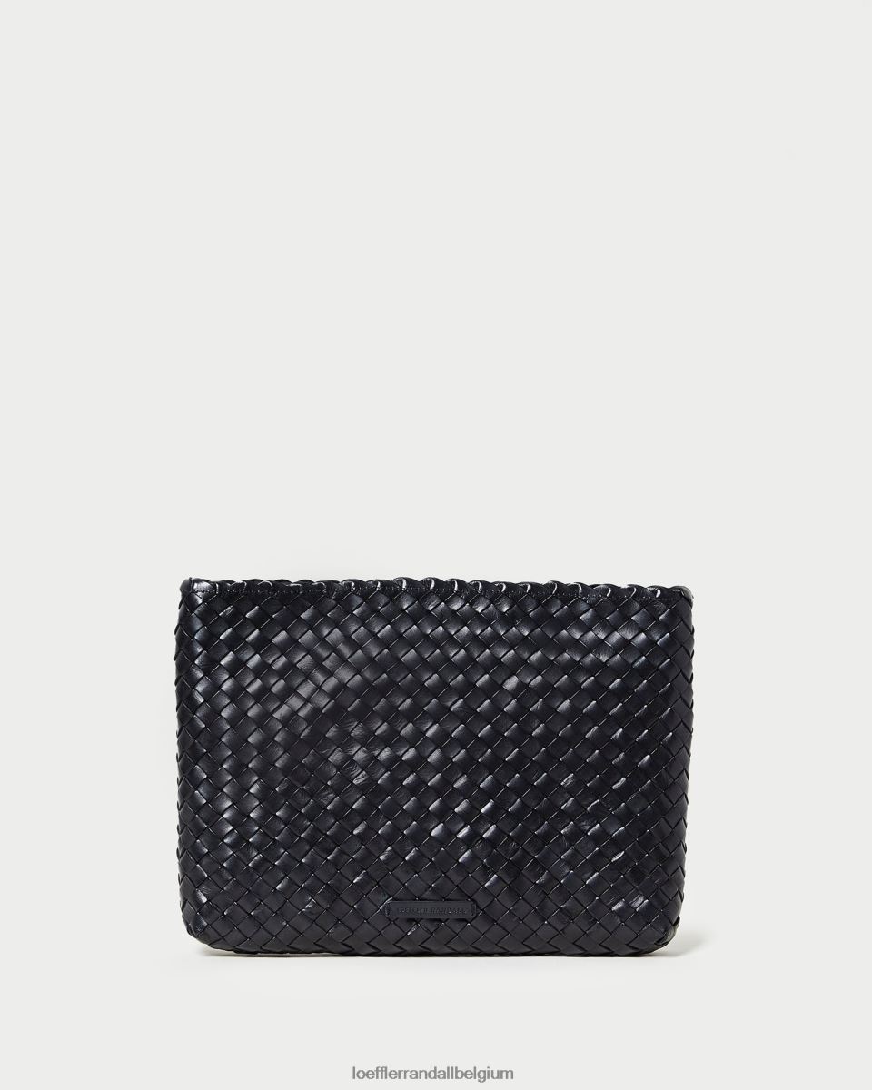 Sacs Loeffler Randall pochette tissée plate Marissa noir femmes 04V42L352