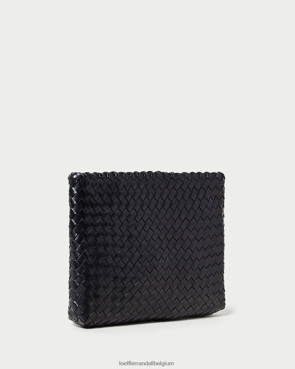 Sacs Loeffler Randall pochette tissée plate Marissa noir femmes 04V42L352