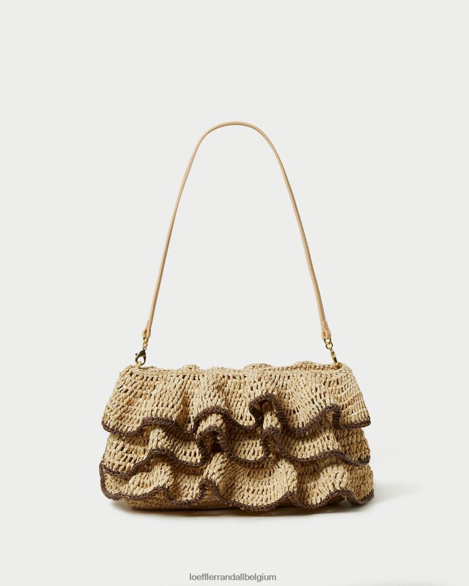 Sacs Loeffler Randall pochette à volants odette naturel/marron femmes 04V42L374