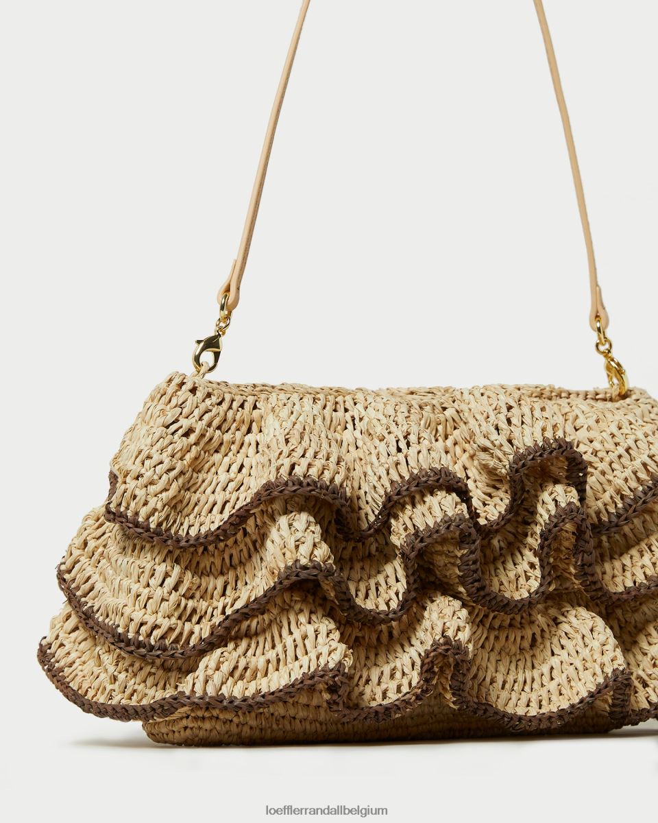 Sacs Loeffler Randall pochette à volants odette naturel/marron femmes 04V42L374